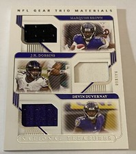 2020 National Treasures NFL Gear Trio Materials Duvernay-Dobbins- Brown 56/99