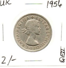 Great Britain Coin Two Shillings 1956 QEII KM# 906 England as pictured
