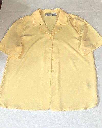 2 Liz Baker Womens Tops Shirts Business Casual Summer Short Sleeve Size 8 Yellow - Picture 7 of 9