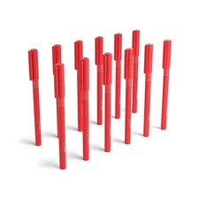 12 TRU RED Ballpoint Gripped Pen Medium Point 1.0mm Red TR52866