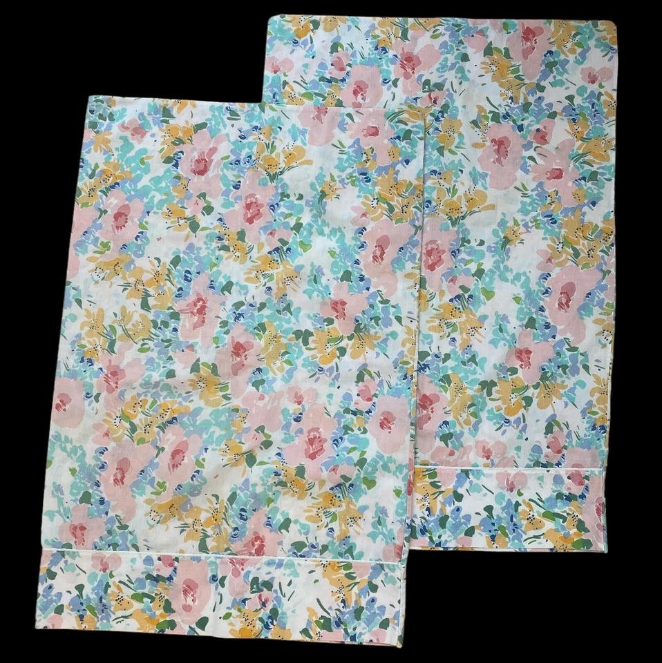 JC Penney Percale 枕套 Flower Power 20 世纪 70 年代聚棉花卉复古 MCM — 第 4/4 张图片