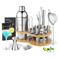 Shaker Cocktail Set 22 Pezzi Kit Barman Professionale in Acciaio Inox