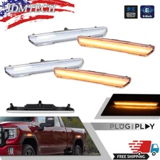 4PCS/Set For 20-24 GMC Sierra 2500 3500 Clear Lens Amber LED Side Marker Lights