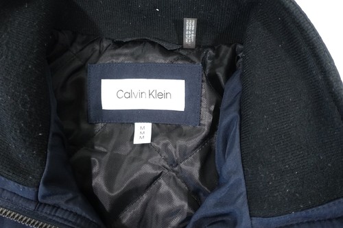 CALVIN KLEIN CK MEDIUM NAVY BLUE MEDIUM MOCK NECK BOMBER JACKET MENS PREOWNED - Picture 7 of 12