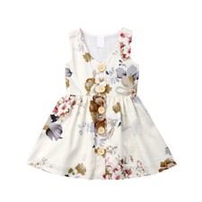 1 to 5 years Girls printed flowers dress, summer sleeveless