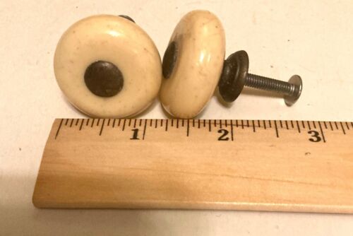 Vtg Architectural Salvage Brass & Lucite Drawer Knob  1”W  Fancy Detail Set of 2 - Picture 1 of 3