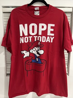 Nintendo Red T-shirt Super Mario  Nope Not Today  Men s XL