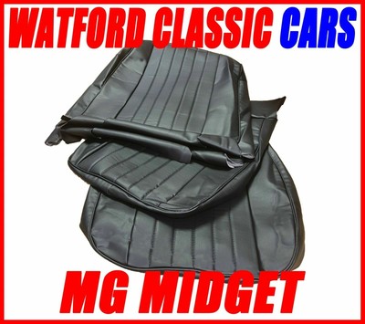 MG Midget / Sprite Leder-Optik Sitzbezüge 1970 - 1981 Schwarz Paar
