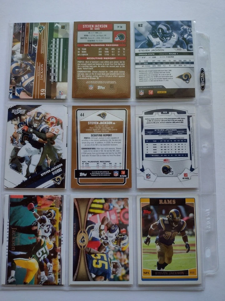 Lote de tarjetas de fútbol americano Steven Jackson (13) de Los Angeles Rams/casi como nuevas/¡SIN DUPS! Foto 2 de 2