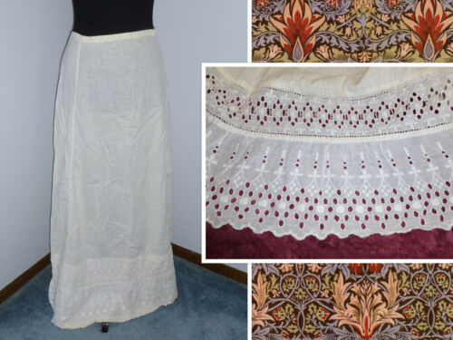 Gorgeous Antique Petticoat Skirt Embroidered Eyel… - image 1