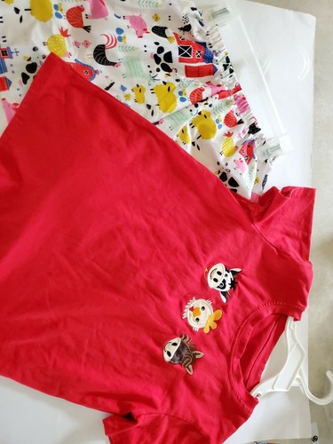 Girl's Short Sleeve Shirt with Farm Animal Print Shorts Set Sz 8 -9T - Picture 4 of 6
