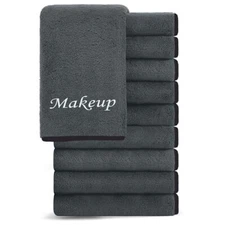  10 Pack Makeup Remover Wash Cloths - Soft 12x12 Inch (Pack of 10) Black