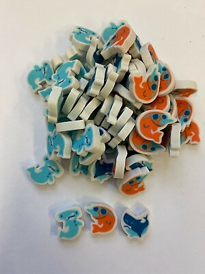 #ad 60 Shark Mini Erasers Teacher Supply Sorting Math Counter Homeschool Sea Life $7.50