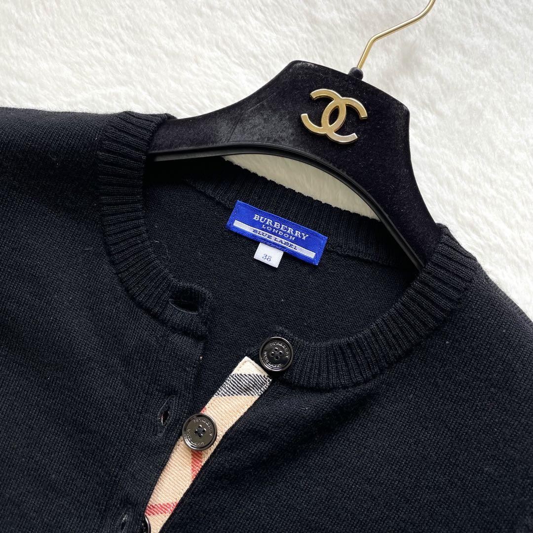 BURBERRY BLUE LABEL 半袖 リブニット ワンピース 黒 38 Burberry Blue Label 半袖ニット 38 ブラック