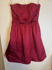 David's Bridal 83312 Red Cotton Sateen Strapless Ruched Bridesmaid Dress Size 6