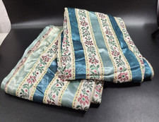 Vintage Curtains Blue & Floral Satin Fabric 89cm x 116cm approx each Prop Craft