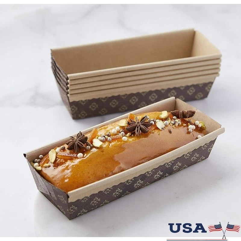Disposable Nonstick Paper Loaf Pans Baking Gifts Oven Safe Rectangular New