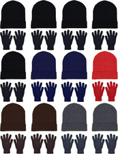 24x Winter Beanies Gloves Combo Pack, Bulk Pack for Men Women, Warm Cozy Gift