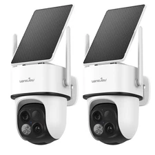 Wansview 2K 3MP Solar Security Camera Wireless 360°PTZ Dual-Cam Human Detection