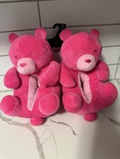 Kids Pink Plush Teddy Bear Slippers Size 11-12