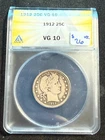 1912 BARBER HEAD QUARTER ANACS VG 10  415