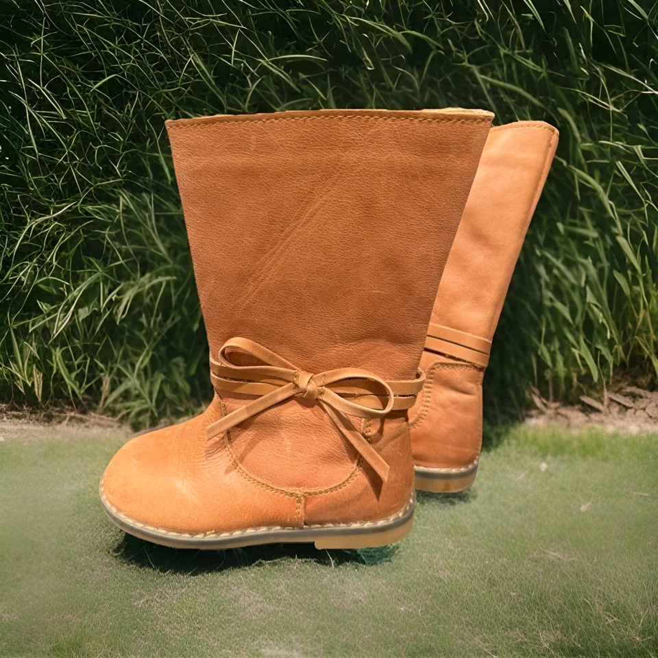 Monkey Feet Unisex Niñas Botas Zapatos 2-3 Y Cuero Marrón Foto 4 de 4