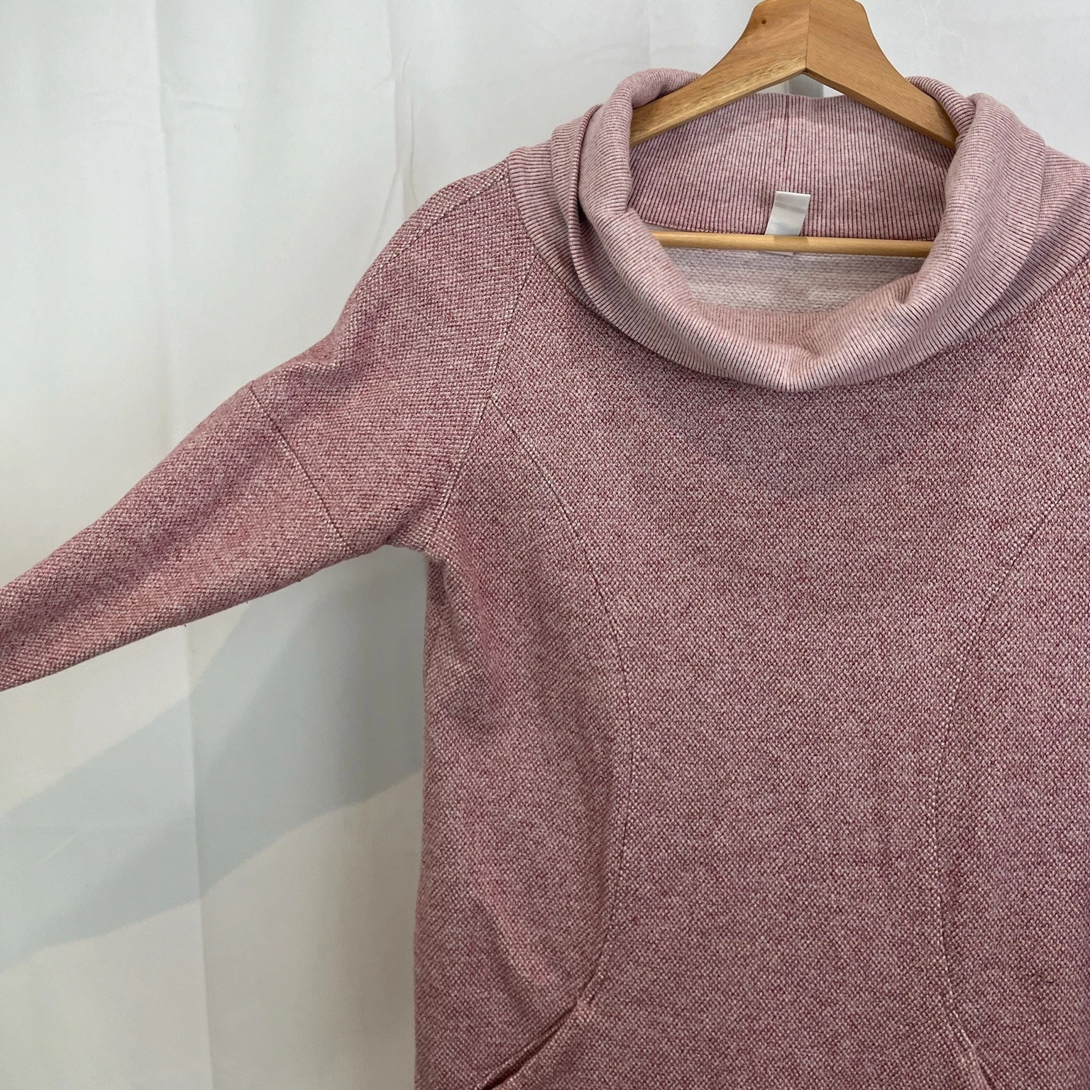 lole cowl turtleneck tunic mini dress raglan sleeve pockets shirt