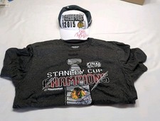 Autograph Bryan Bickell Chicago Black Hawks 2015 Hat And Large T Shirt