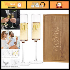 Mr Mrs Champagne Flutes Set of 2 - Wedding Toasting Glasses, Bridal Shower Gif