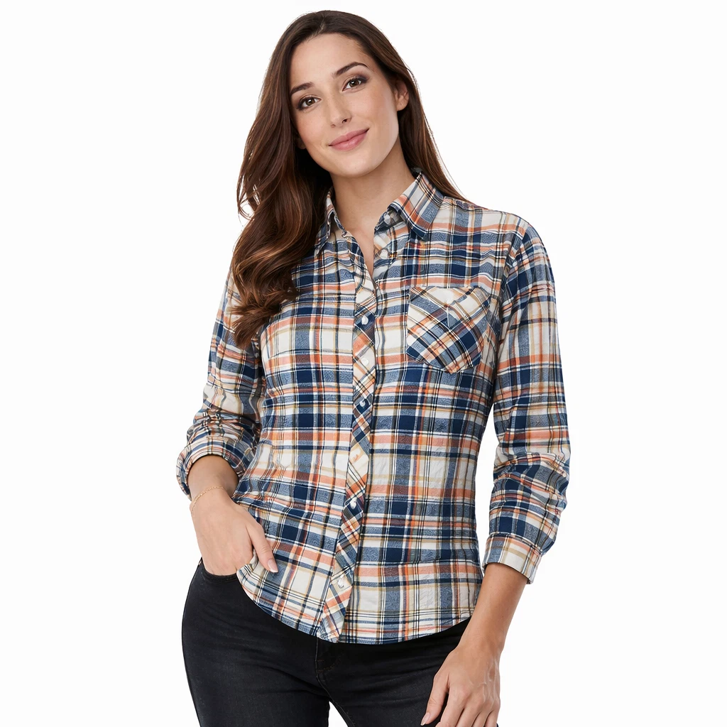 Damen Arbeitshemd Flanellhemd Bluse Hemd Flanell Shirt Oberteil Kleidung Arbeit