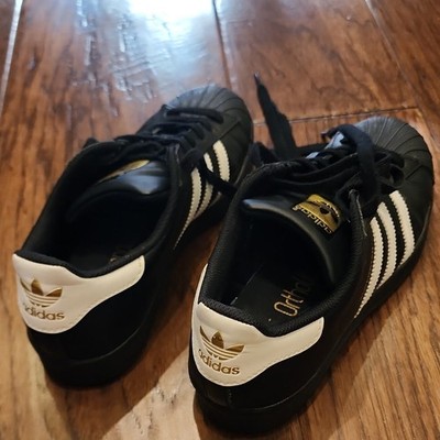 adidas Superstar Men's Sneakers Black White Gold Leather US 6 B23642 | eBay