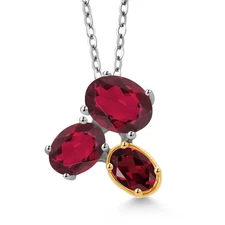 925 Silver and 10K Yellow Gold Ruby Red Mystic Topaz and Rhodolite Garnet