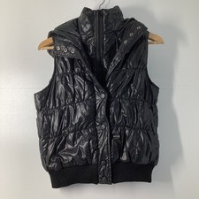 Choklate Black Quilted Puffer Gilet Jacket UK S Hooded Padded Vest
