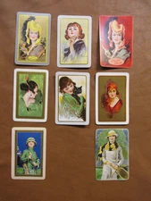 Lot Of 8 Antique Art Deco Barribal Girl Swap Playing Cards Linen