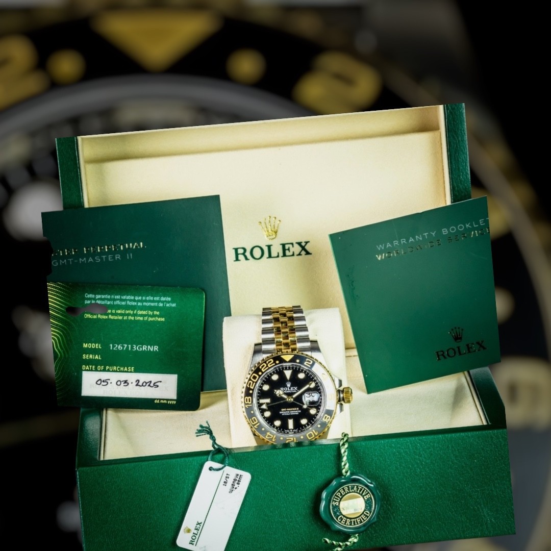 Mint Condition Rolex 2025 GMT-Master II Bumblebee 126713GRNR B+P