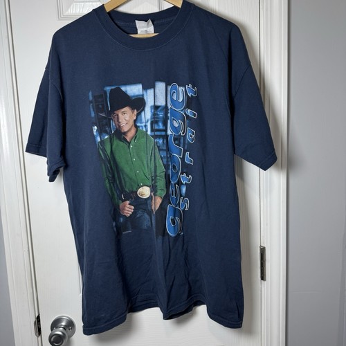 George Strait Hemd Herren XL Country Musik Festival Konzert blau Vintage 1990