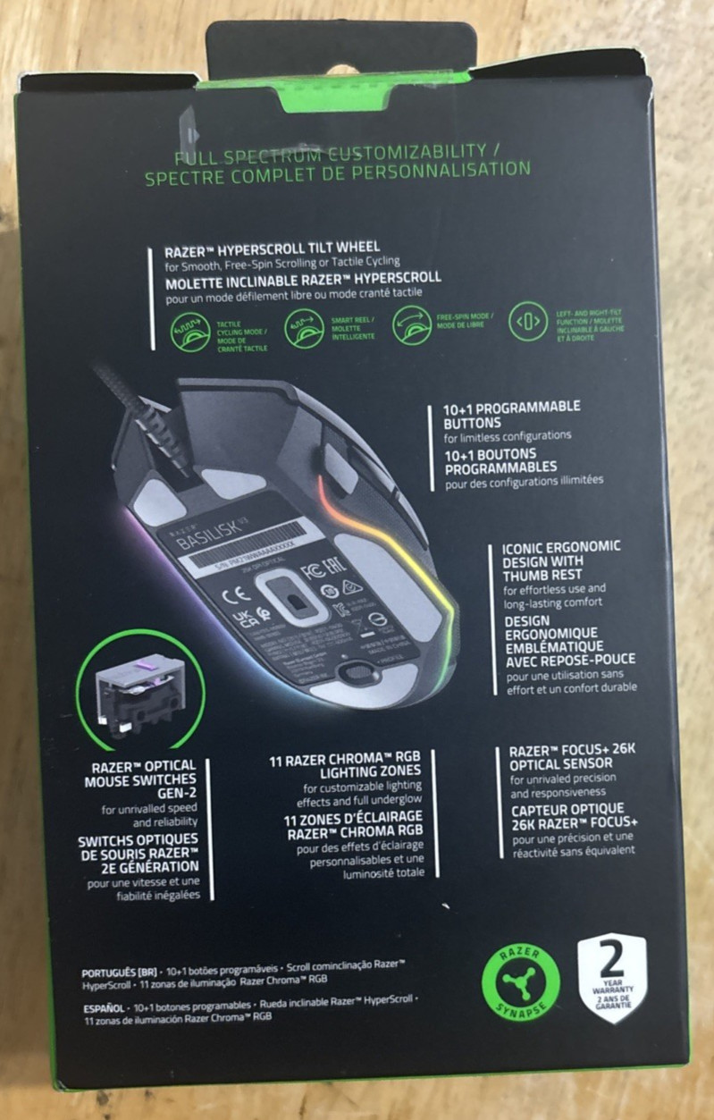 Razer Basilisk V3 Wired Gaming Mouse (RZ01-04000100-R3U1)... FREE S&H!