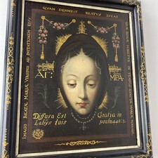 Holz Gemälde Heiligenbild Maria Madonna Wachssiegel Italien Rom Antik 18. Jhd