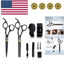 10 PCS Hair Cutting Scissors Set, Professional Haircut Scissors Kit with Cutt...