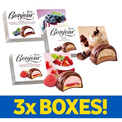 KONTI Bonjour Dessert 3-Pack   Luxury Soufflé Biscuits   Choose 5 Flavors   696g