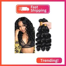 Natural Black Loose Deep Wave Bundles Human Hair 1B Loose Wave Bundles 12 14 16