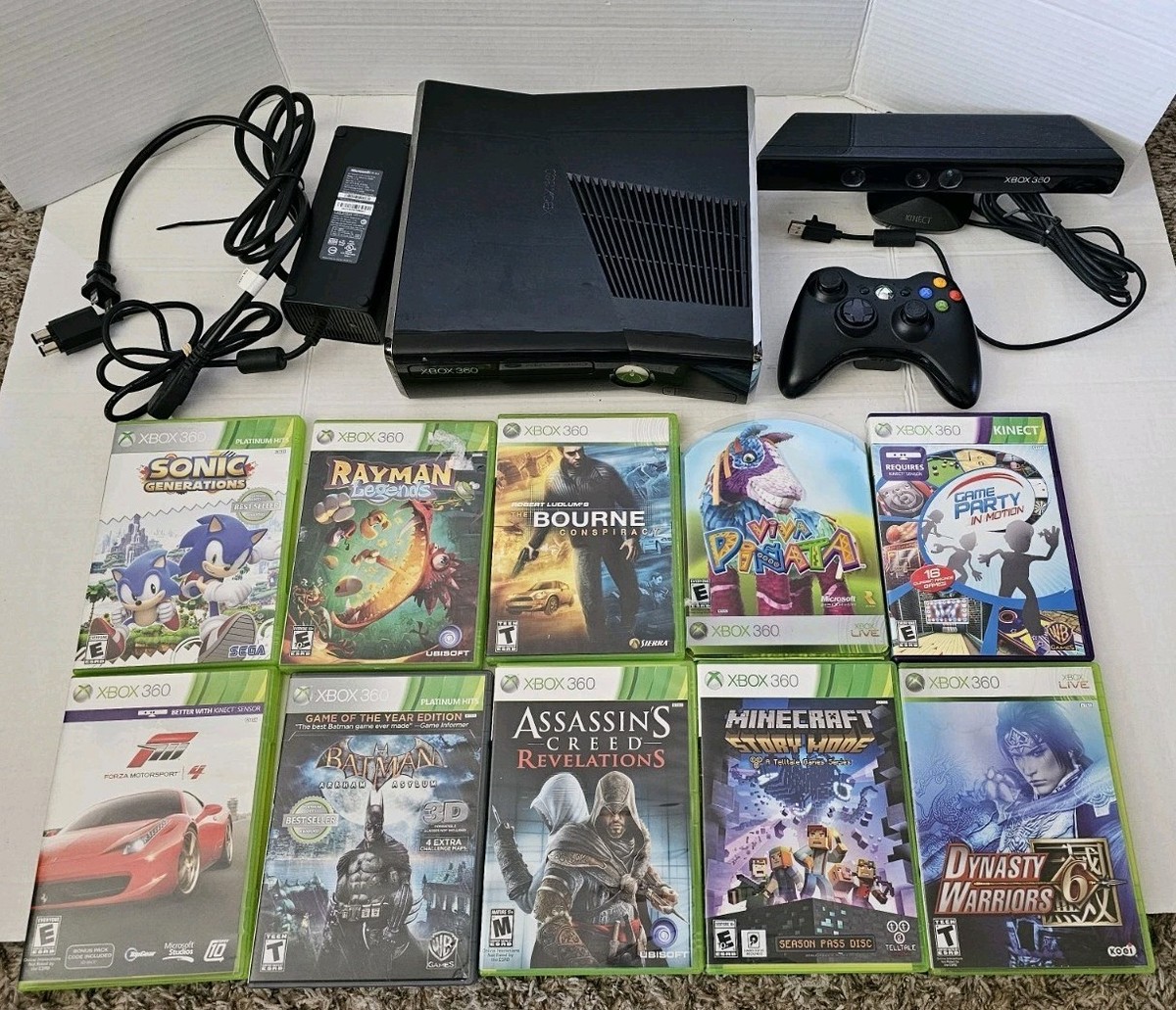 Xbox 360 S Console 250GB Model 1439 Bundle W/ Controller Tested 10