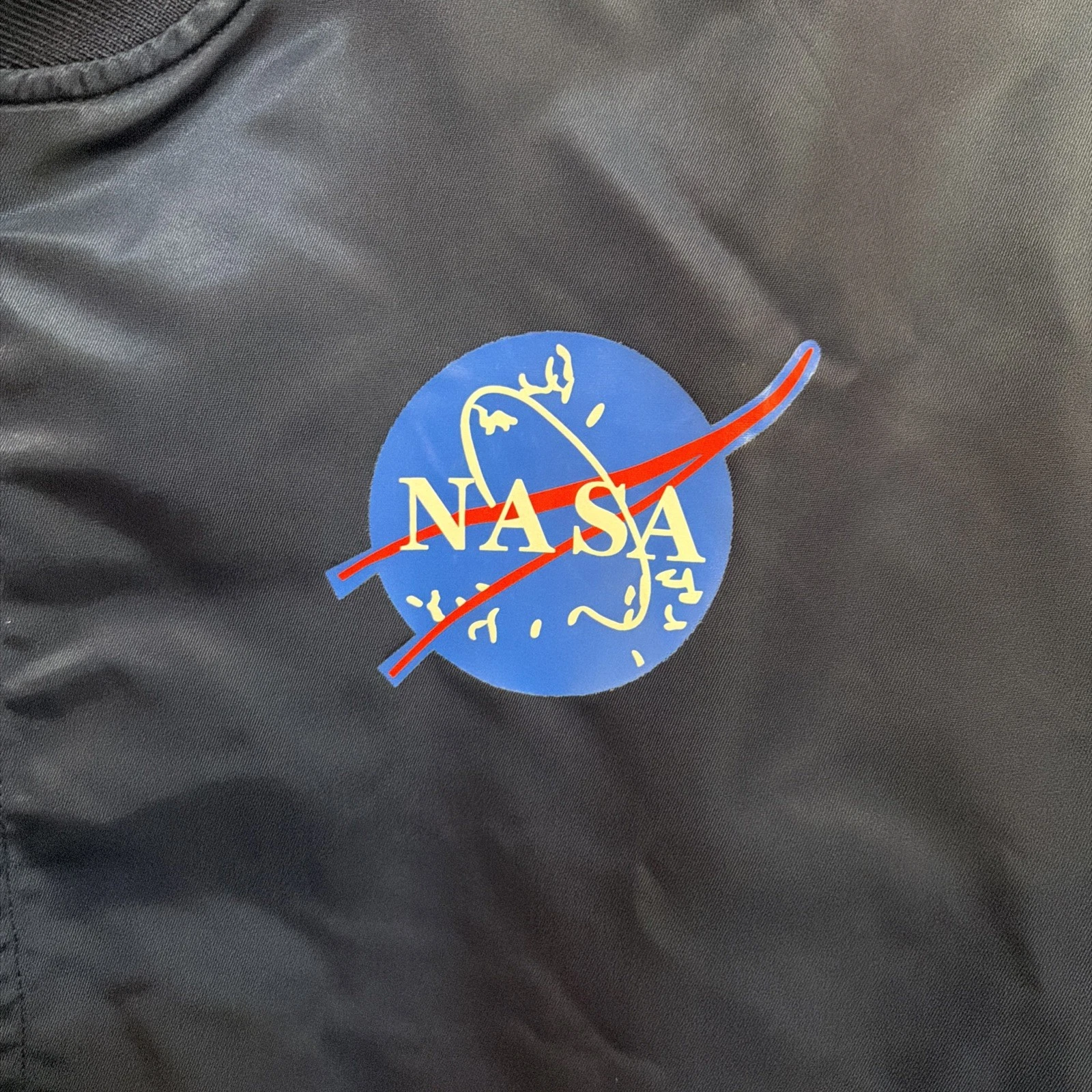 ASSTSERIES NASA Bomber Jacket Black Flight Jacket Space Logo Mens Medium Costume - product detail image 3