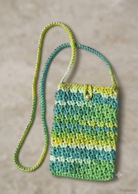 Handmade Crochet Mobile Phone Sling Bag Women Crossbody Acrylic Yarn Purse Gift