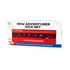 Sirius D&D Adventure Dice  New Adventurer Dice Set - Black w/White (1 SW (New)