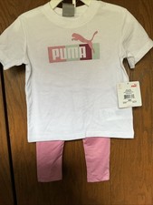 Puma 2 Piece Set Girl s 18 M Pink White Top Legging Set NWT