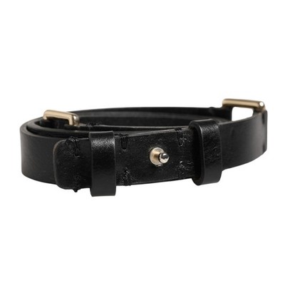 GF FERRE Belt Black Leather Thin Gold Metal Brass Buckle Waist 85cm /2cm 150usd