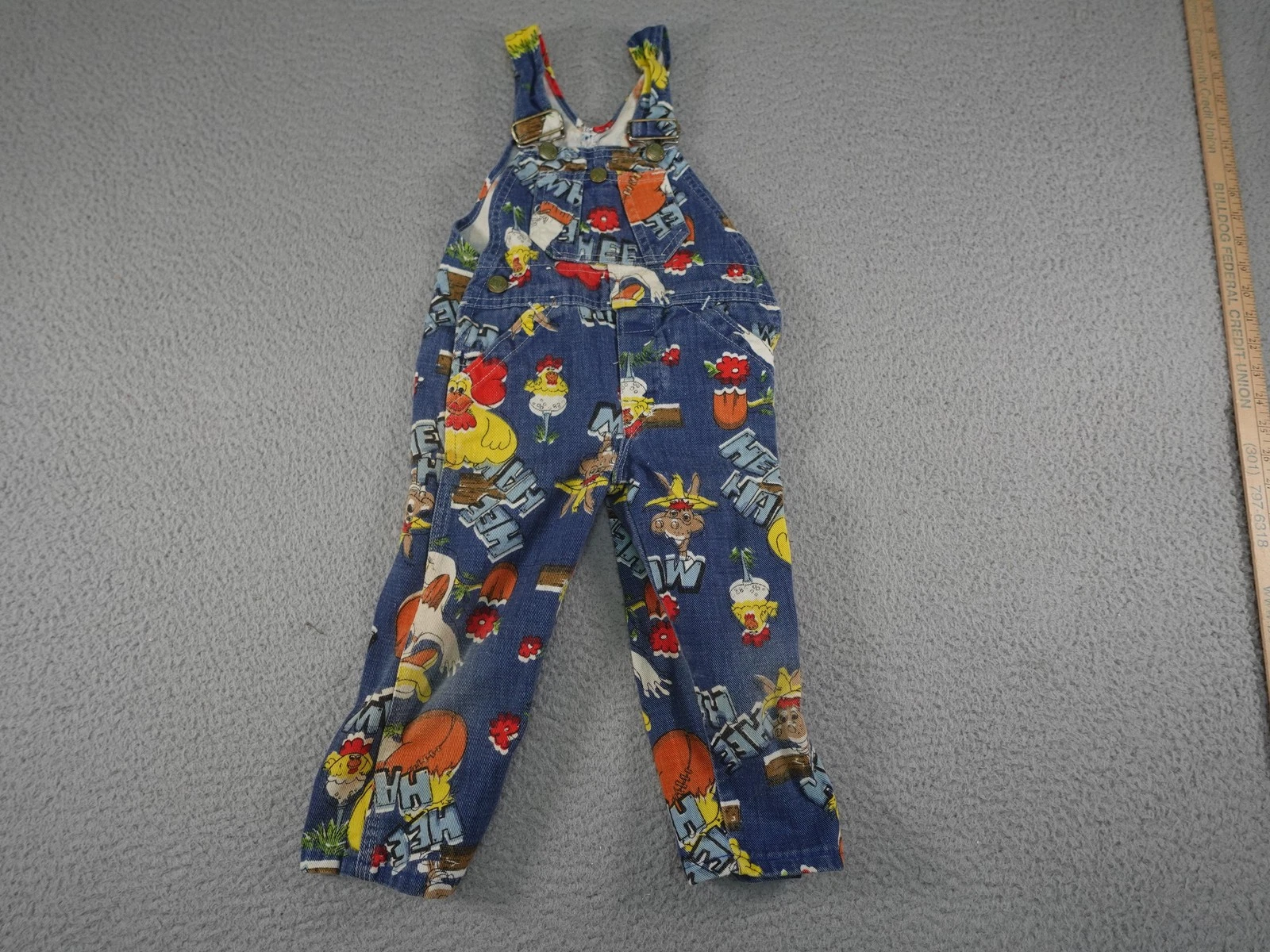 Vintage Hee Haw by Liberty TV Show Bib Overalls Kids Blue Denim 70s Animals Farm