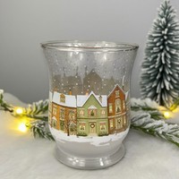 Windlicht Glas 11Cm HäUser Winter Advent Weihnachten Teelichthalter Haus Deko