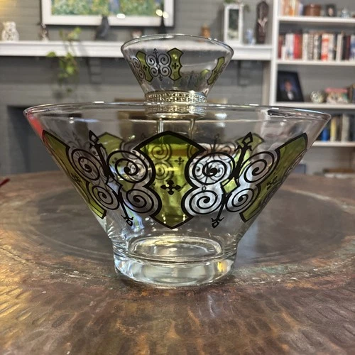 Vintage Anchor Hocking MCM Chip & Dip Bowl Set Green 3 Piece